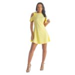 24seven Comfort Apparel Ruffle Cold Shoulder A Line Knee Length Dress